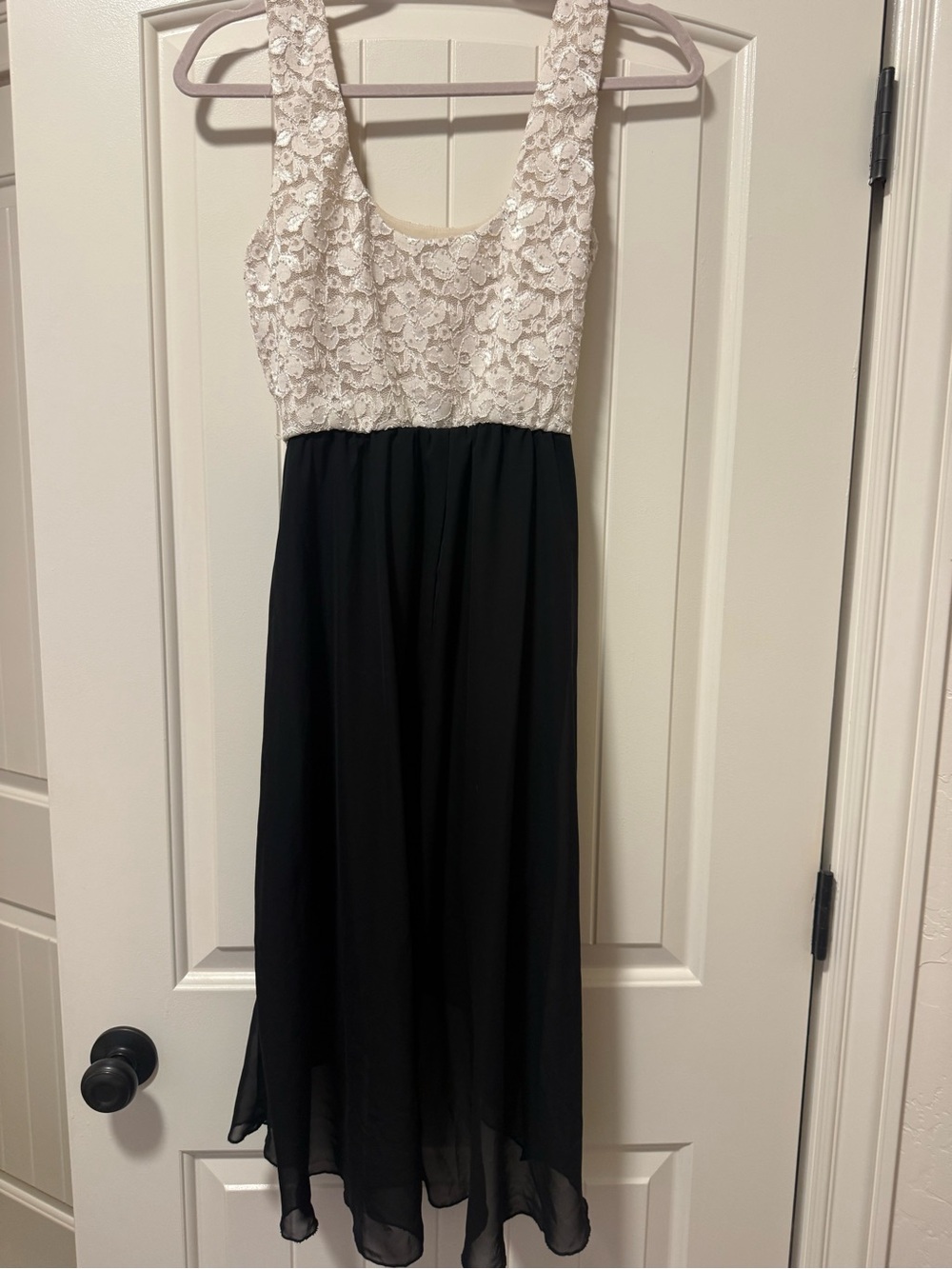 Lily Rose Black High-Low Dress with White Lace Bodice
